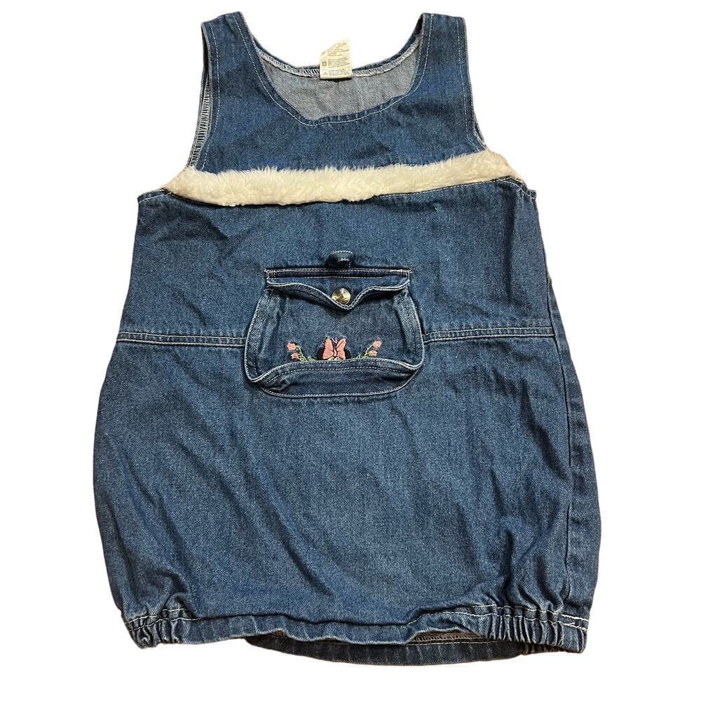 Vintage Minnie Mouse Denim Dress Size 4t Disney Mickey Embroidered Casual